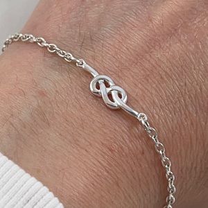 Handmade sterling silver double knots bracelet